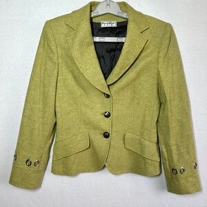 Giorgio Grati Blazer Jacket Women's 42 Green New Wool Rivets Shoulder Pads Italy